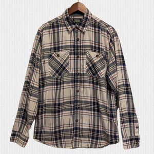 Roots Grey Navy Plaid Cotton Button Up Shirt